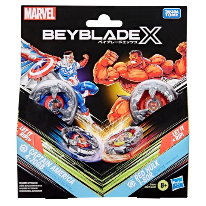 TAKARA TOMY 戰鬥陀螺X BX-00 漫威美國隊長 4-70GB vs 紅浩克 1-80R BEYBLADE X 戰鬥陀螺
